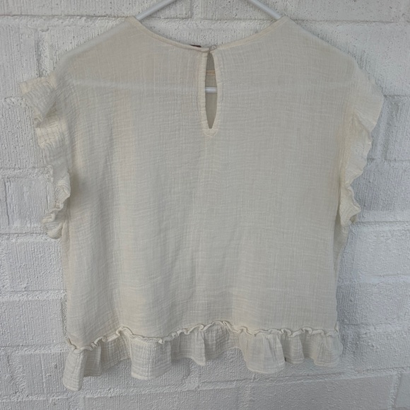 Free People Ivory Ruffle Sleeve Top - Picture 4 of 5